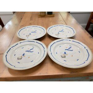 vintage 1987 newcor set of 4 stoneware 6005 countryside 7.5" dessert plates.